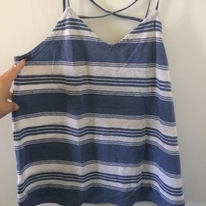 Blue and White Striped Spaghetti Strap Tank